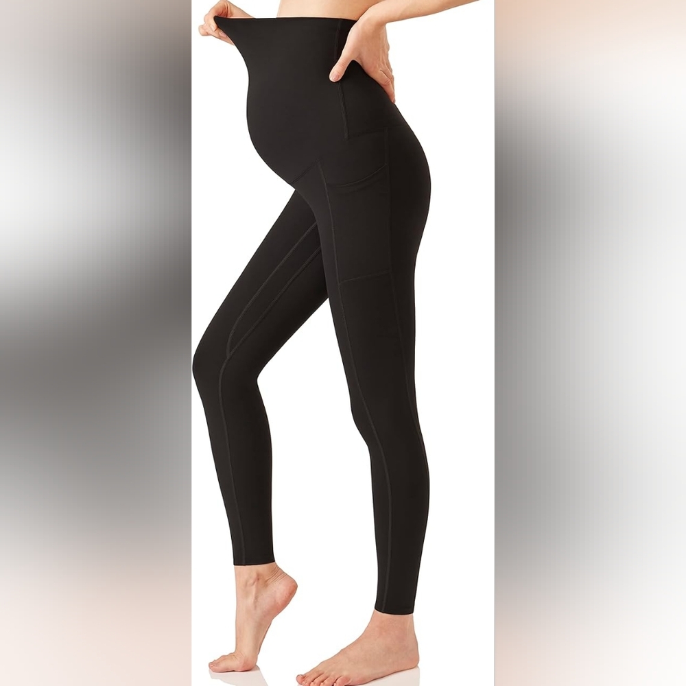 POSHDIVAH Women's Maternity Leggings Over The Belly Pregnancy Workout Active Str